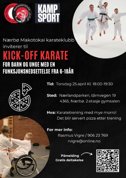 Barn og unge inviteres til prøvetrening/ kick-off i Nærbø Makotokai Karateklubb. (Foto: Kai Chen / Chen Media)