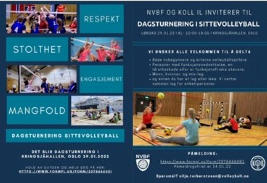 Lørdag 29. januar kan man som enkeltutøver eller lag, med eller uten en funksjonsnedsettelse, delta på sittende volleyballturnering i Oslo.