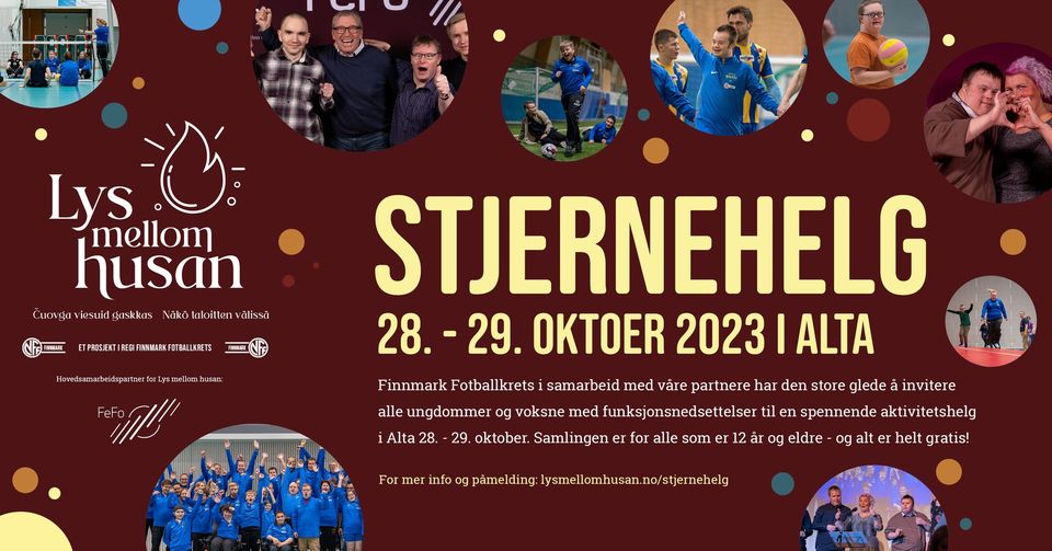 Det inviteres til ei spennende aktivitetshelg i Alta for unge og voksne med utviklingshemning 28.-29. oktober. 