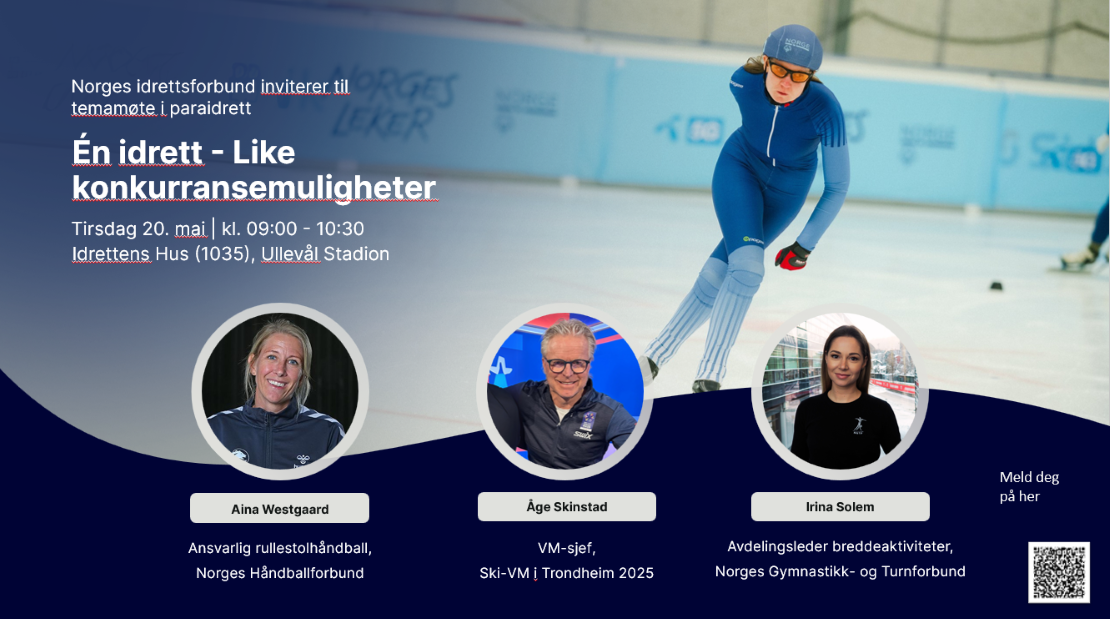 Bli med på temamøte 20. mai med bidragsytere som har spennende perspektiver fra både topp- og breddeidrett.